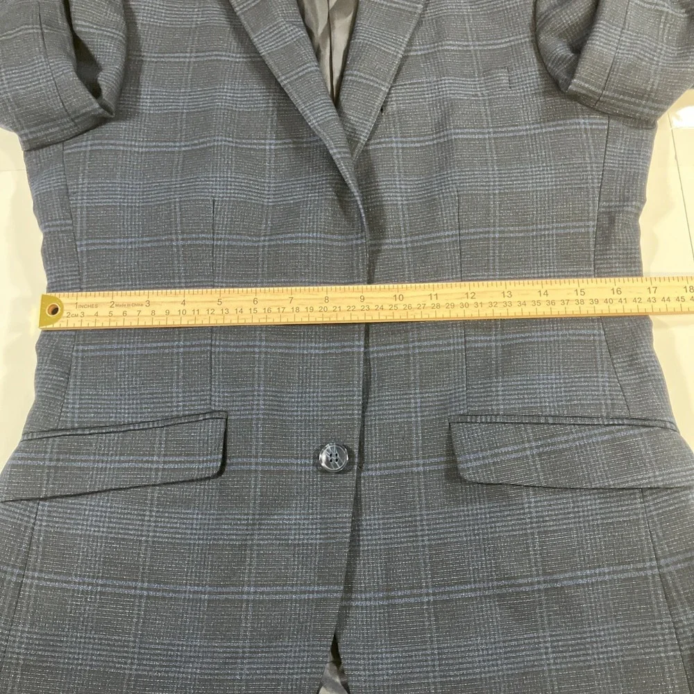 Alain Dupetit Suit Mens 36S 30W Slim Blue Glen Plaid Unhemmed Pants